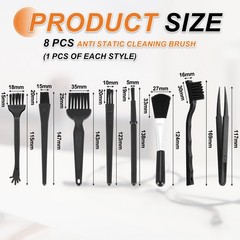8PCS Anti Static Brush, Dusting Cleaning Brush for Small Spaces, Black