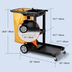 VEVOR Janitorial Trolley Cleaning Cart with PVC Bag for Housekeeping Office