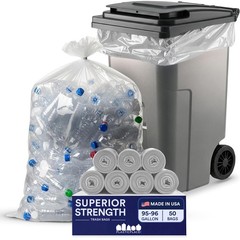 Plasticplace 95-96 Gallon Garbage Can Liners 1.5 Mil Clear Heavy Duty Trash