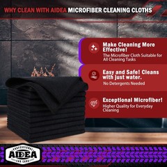 AIDEA Microfiber Cleaning Cloth Black 20PK, Towels for