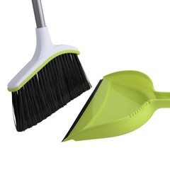 Casabella Basics 2-Piece Angled Broom and Dustpan Set, 2-Piece, Silver/Green