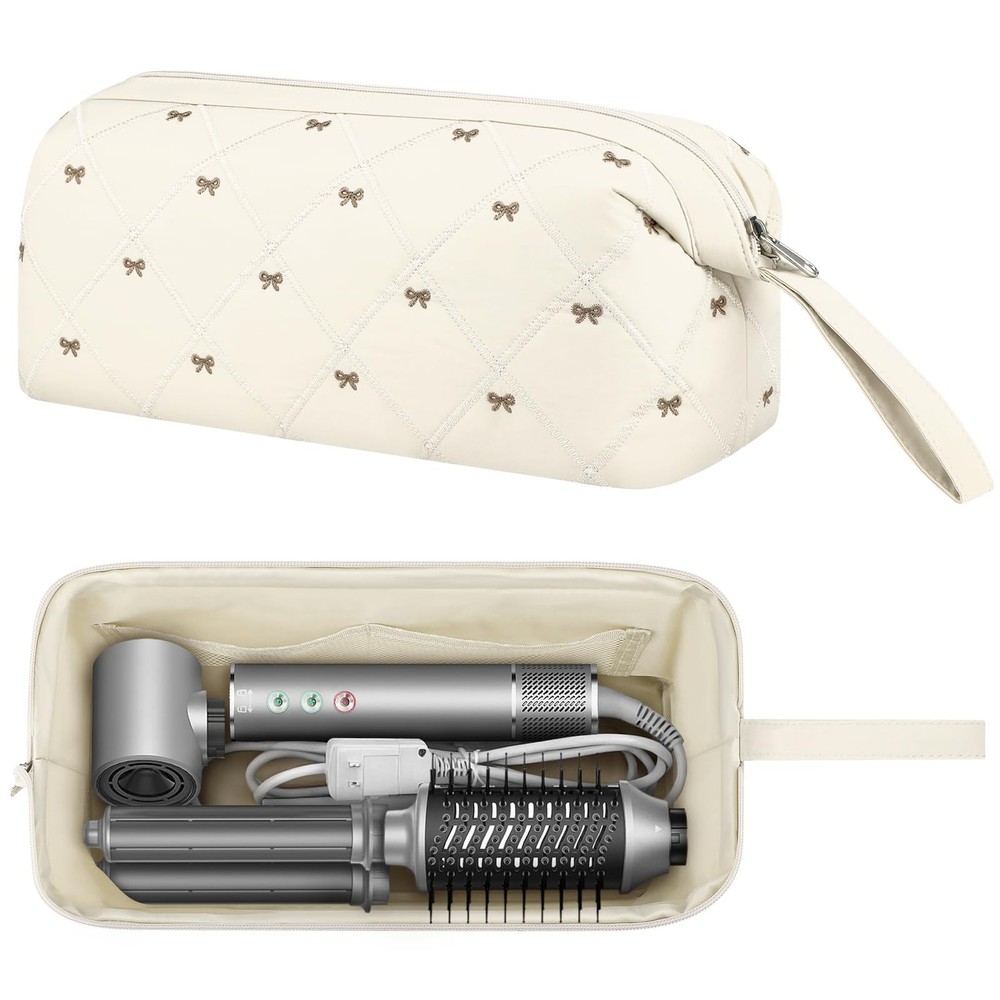 Hair Tools Travel Bag, Large Quilted Dryer Storage Case for White
