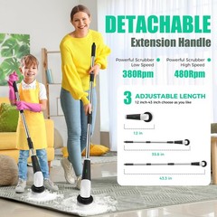 YKYI Electric Spin Scrubber, Cordless Power Scrubber Cleaning 44*16*7cm, Gray