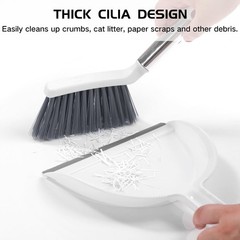 NACENA Mini Broom and Dustpan Set, Small Dust Pan 1 Pack, Grey & White