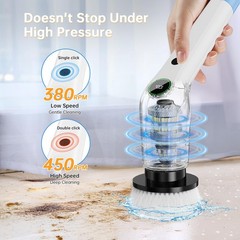 PUFTEM Electric Spin Scrubber, Cordless Shower Scrubber with 8 Scrub White