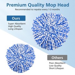 4 Pack RinseClean Spin Mop Replacement Head Refills 4 Head, Blue