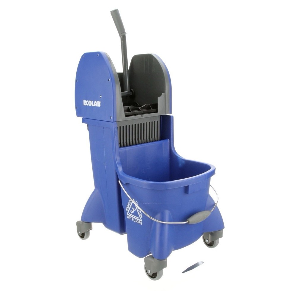 Open Box Ecolab 89990207 Blue Dual Chamber Down Press Wringer Mop Bucket