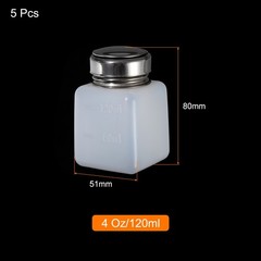5 Pcs 4 Oz/120ml Alcohol Push Down Pump Dispenser Bottle Press White