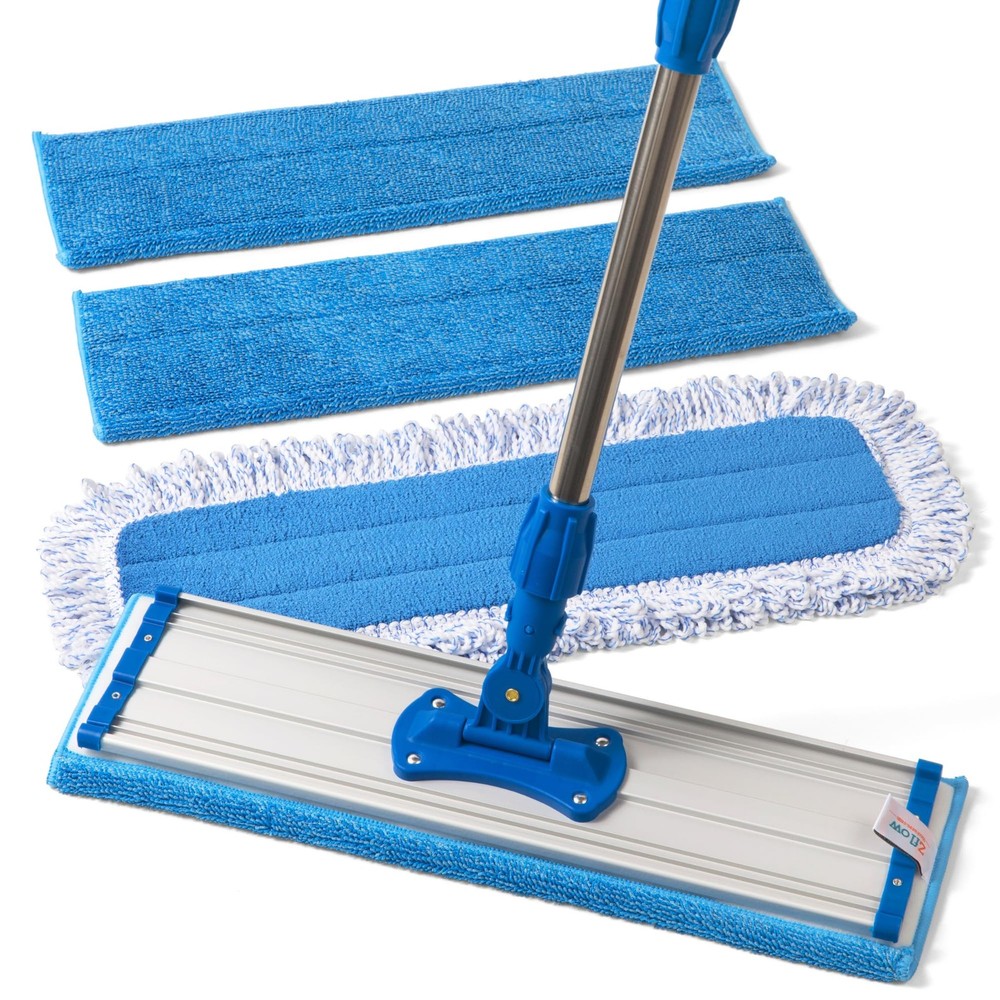 Zflow 18″ Professional Microfiber Mop – Commercial Stainless 18 inches, Blue