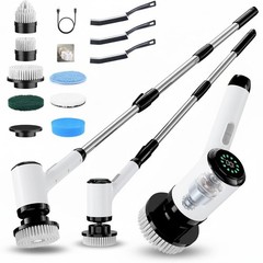Electric Spin Scrubber for Cleaning-2 Adjustable Speeds,8 White&black