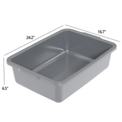 Idotry 32 Liter Large Plastic Bus Trays, Commercial Bus Tub Box Set of 4, Grey