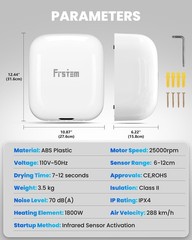 1800W Commercial Hand Dryer, Automatic High Speed Hand Dryer Machine White