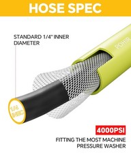 POHIR 25ft Pressure Washer Hose – 4000 PSI High Pressure Replacement Hose, M2…