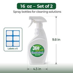 T4U Spray Bottles for Cleaning, 16 OZ Empty 16 OZ, 2 Pack, white