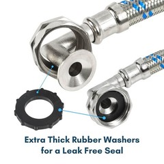 1 FT LONG Washing Machine Hoses – DOUBLE 90° Elbow to FIT TIGHT 1ft, Blue,Red