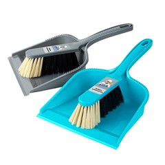 MR.SIGA Dustpan and Brush Set, Pack of 2 12.8 x 8.3 x 3.9in, Blue, Grey