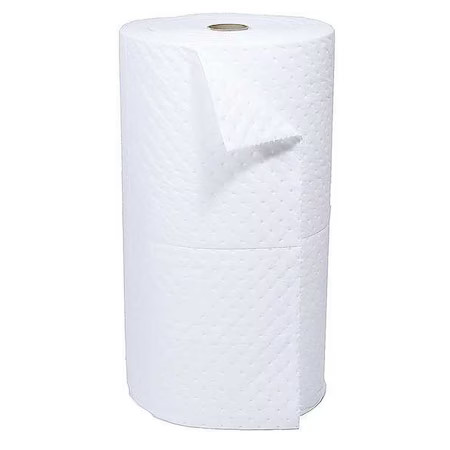Brady Sxt30dp Sorbent Roll, 37 Gal, 30 In X 150 Ft, Oil, White, Polypropylene