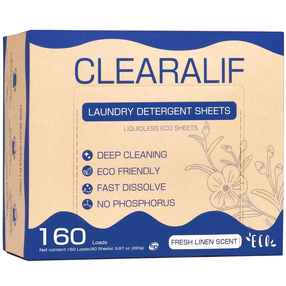 CLEARALIF Laundry Detergent Sheets Up to 160 Loads, 160 Count (Pack of 1)