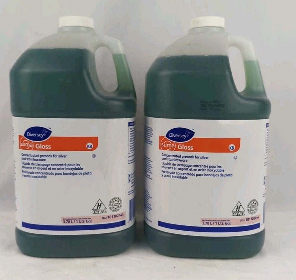 Lot Of 2 Diversey Suma Gloss Concentrated Presoak for Silver & Stainless 1 Gal E