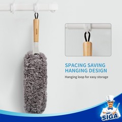 Mr.Siga Lint Microfiber Duster Washable And Reusable Duster Bamboo Handle And