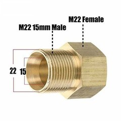 Easy to Use M22 15mm Male to M22 14mm Female Pressure Washer Brass Connector