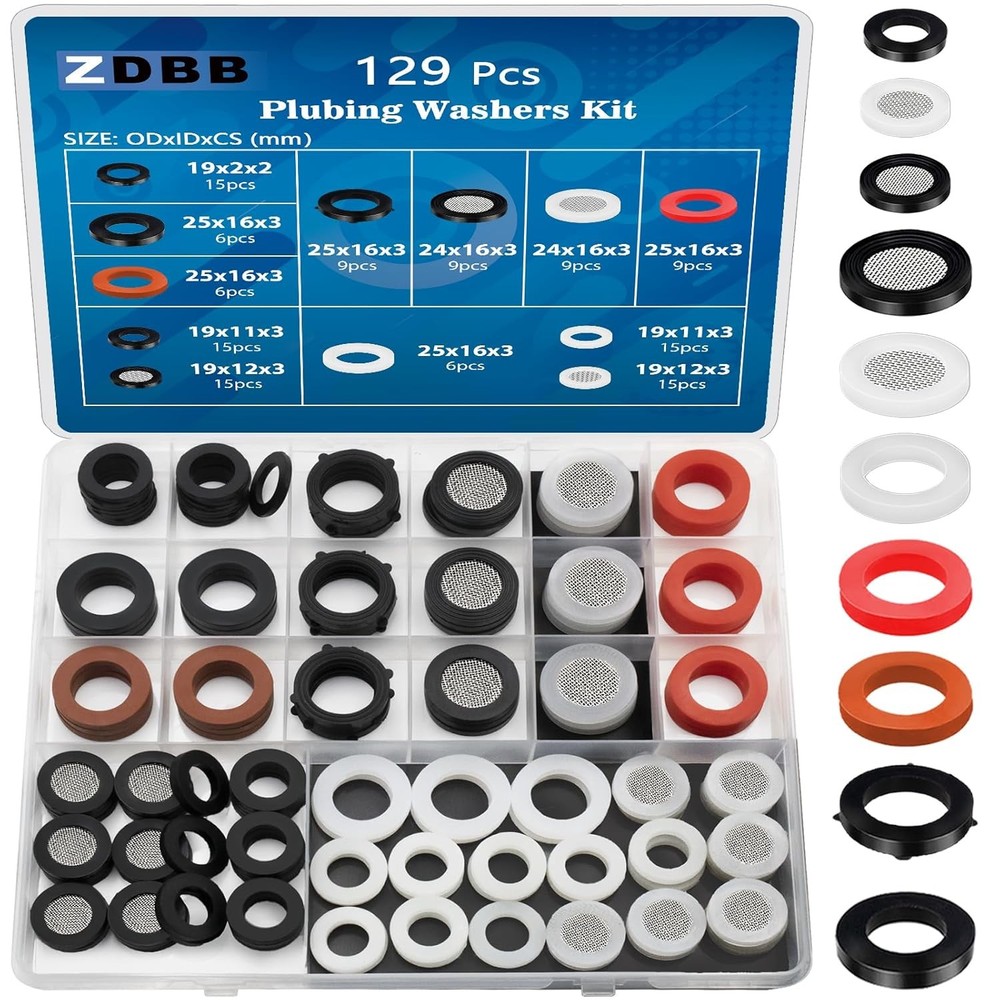 129 PCS Garden Hose Washers Shower Head Gaskets with Screen Filter,Silicone…
