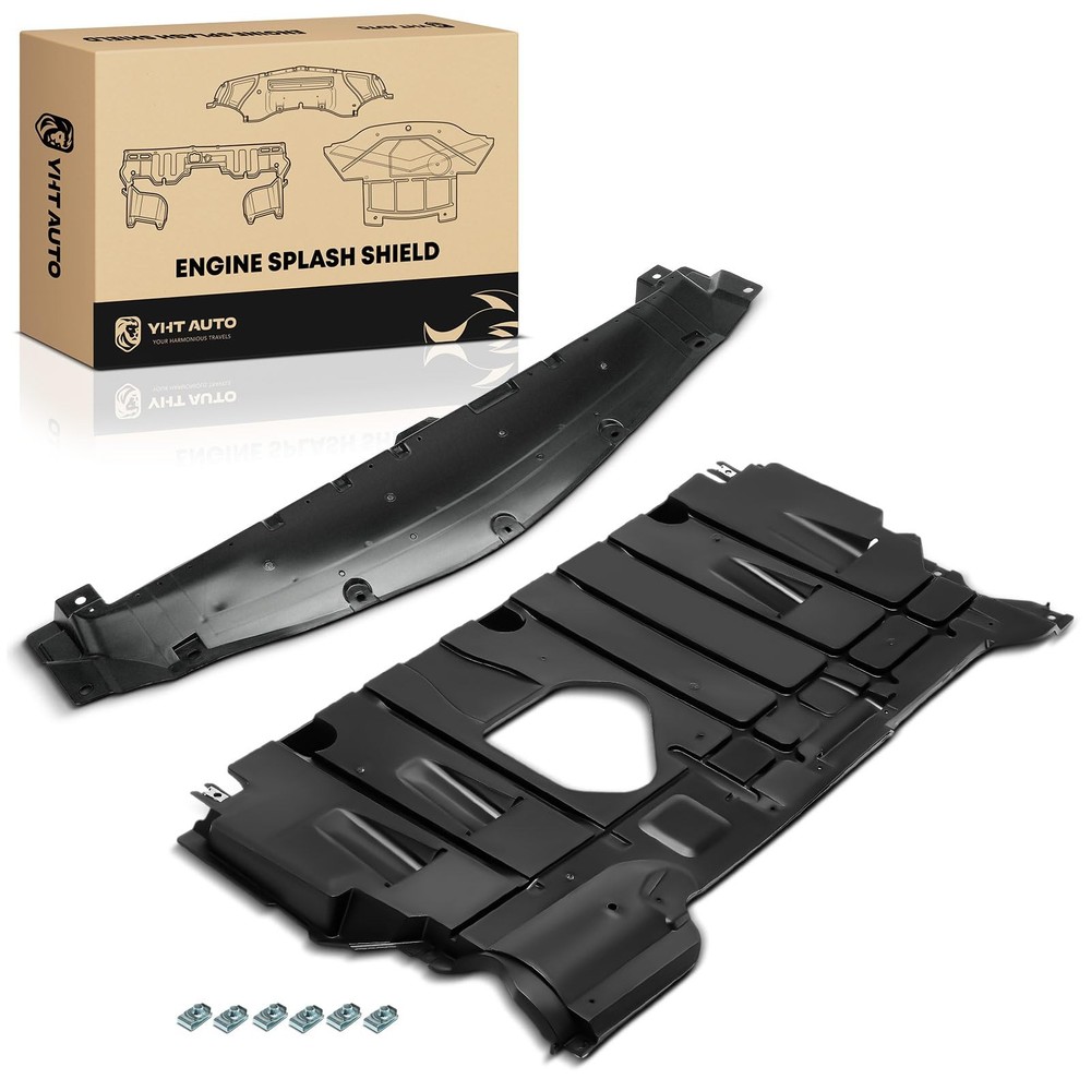 Front Rear Engine Splash Guard Set 2 Black Compatible 2010-2013 2.0L 2.3L 2.5L