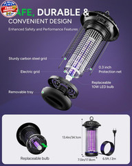 LED Bug Zapper Indoor Outdoor, Up to 50000 Hrs Lifespan Lamp, Energy Saving & Du