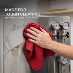 Shop Towels Polycotton Cleaning Cloth 50 Pack – Red Reusable Kitchen Towels C…