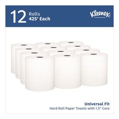 Kleenex 01080 8 in. x 425 ft. Hard Roll Paper Towels – White (12 Rolls/CT) New