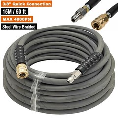 50ft Pressure Washer Hose 4000PSI Non-Marking 3/8″ Couplers Hot&Cold Water 275F