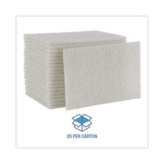 Boardwalk 198 6 in. x 9 in. Light Duty Scour Pad – White (20/Carton) New