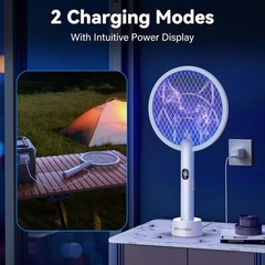 Nymrix 2-in-1 Electric Fly Swatter 4100V Rechargeable Bug Zapper with Safety