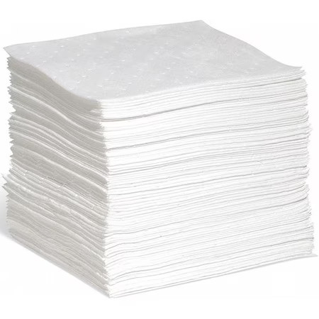 Spilltech Wpf1014h Sorbent Pad, 18 Gal, 10 In X 14 In, Oil, White, 100 Pk