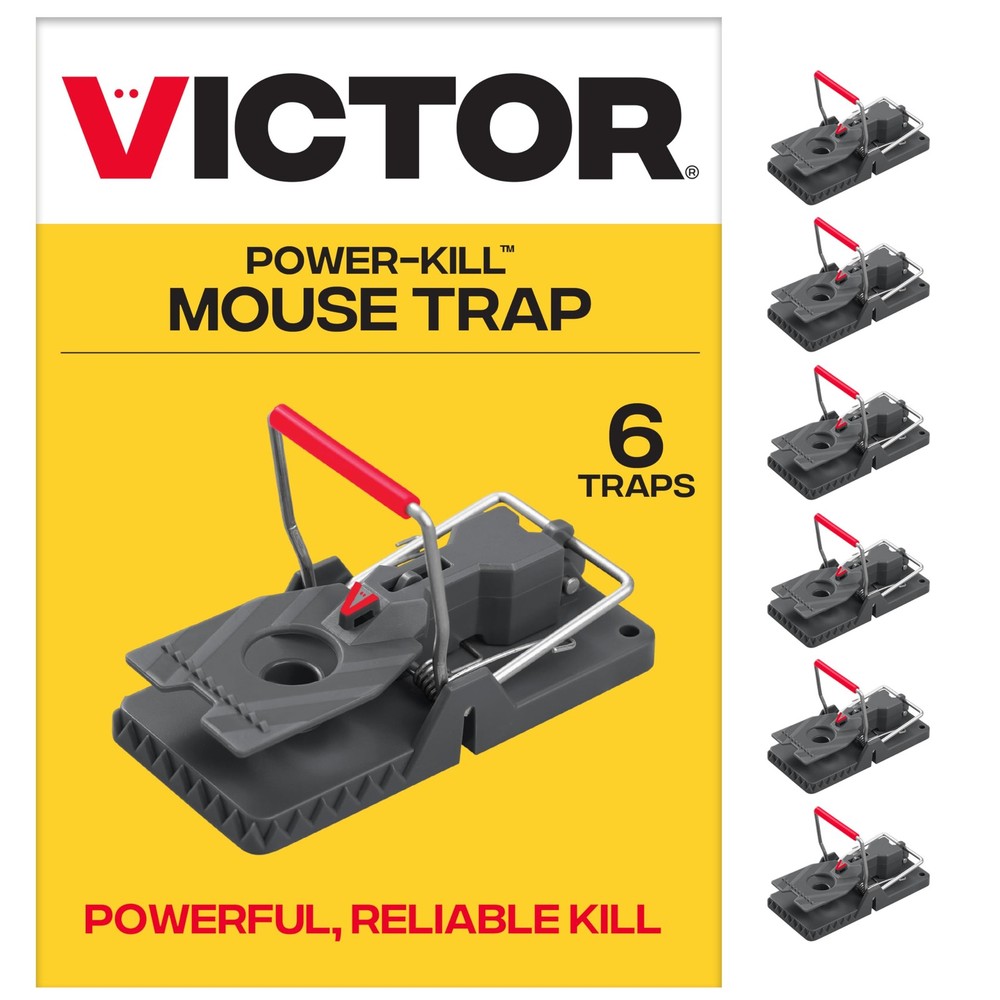 Victor Power-Kill Humane Mouse Traps M393SSR – 6 Easy Set, 6 Traps, Gray
