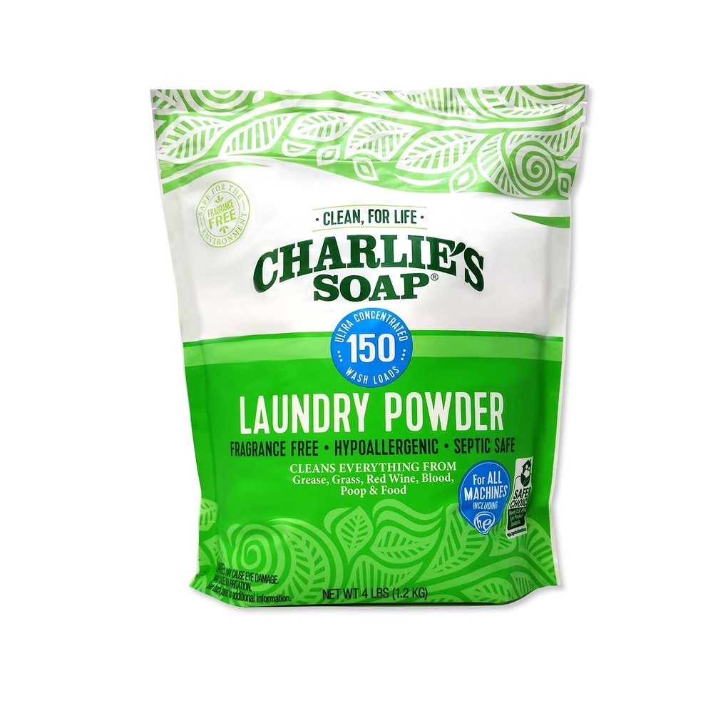 Charlie’s Soap Laundry Powder Detergent (150 64 Ounce (Pack of 1), WHITE