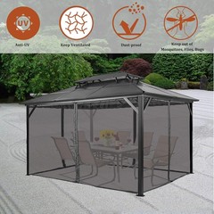 Gazebo Mosquito Netting Replacement 10x10ft, Universal Gazebo Netting for