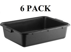6 Pack 20″ x 15″ x 5″ Black Polypropylene Plastic Bus Tub / Bus Box