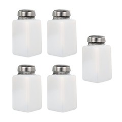 5 Pack 6 Oz/180ml Alcohol Push Down Pump Dispenser Plastic Bottle Press, White