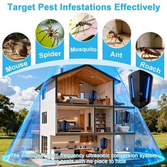 2026 Upgraded Ultrasonic Pest Repeller, Mouse Traps Indoor for 6 Pack, Black