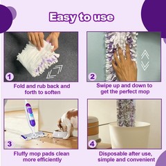 Pure Realm 20 Count Disposable Power mop 20 PowerMop Pads, Purple 20 Mop Pads