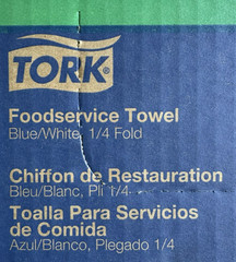 40 Tork Foodservice Towels- Blue/White 1/4 Fold 1-Ply- 192181A