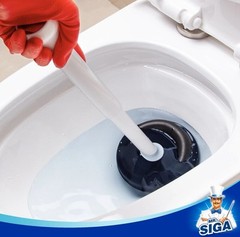 MR.SIGA Premium Toilet Plunger with Holder | Hygienic Auto-Open Lid | White