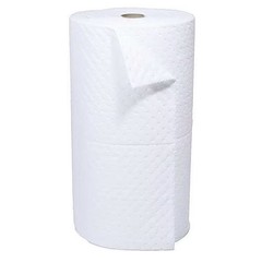 Brady Sxt30dp Sorbent Roll, 37 Gal, 30 In X 150 Ft, Oil, White, Polypropylene