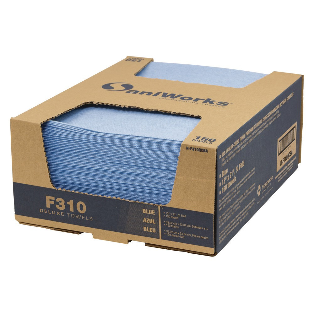 HOSPECO NF310QCBA 13″ x 21″ 1-Ply Deluxe Foodservice Wiper – Blue (150/CT) New
