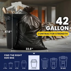 Plasticplace Contractor Trash Bags 42 Gallon 3.0 Mil Rolls Black Heavy Duty