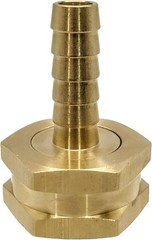 Brass Garden Hose Adapter Swivel 3/8 Barb x 3/4 GHT Female, Gold