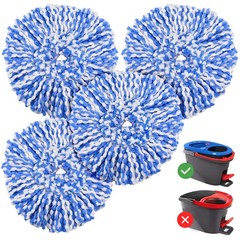 4 Pack RinseClean Spin Mop Replacement Head Refills 4 Head, Blue