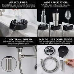 Automatic Glass Washer & Cup Rinser, 360-Degree Rotating Spout Sink Accessory…