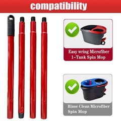 Mop Handle for Ocedar, Spin O Cedar 4-Section 1 Handle, Red